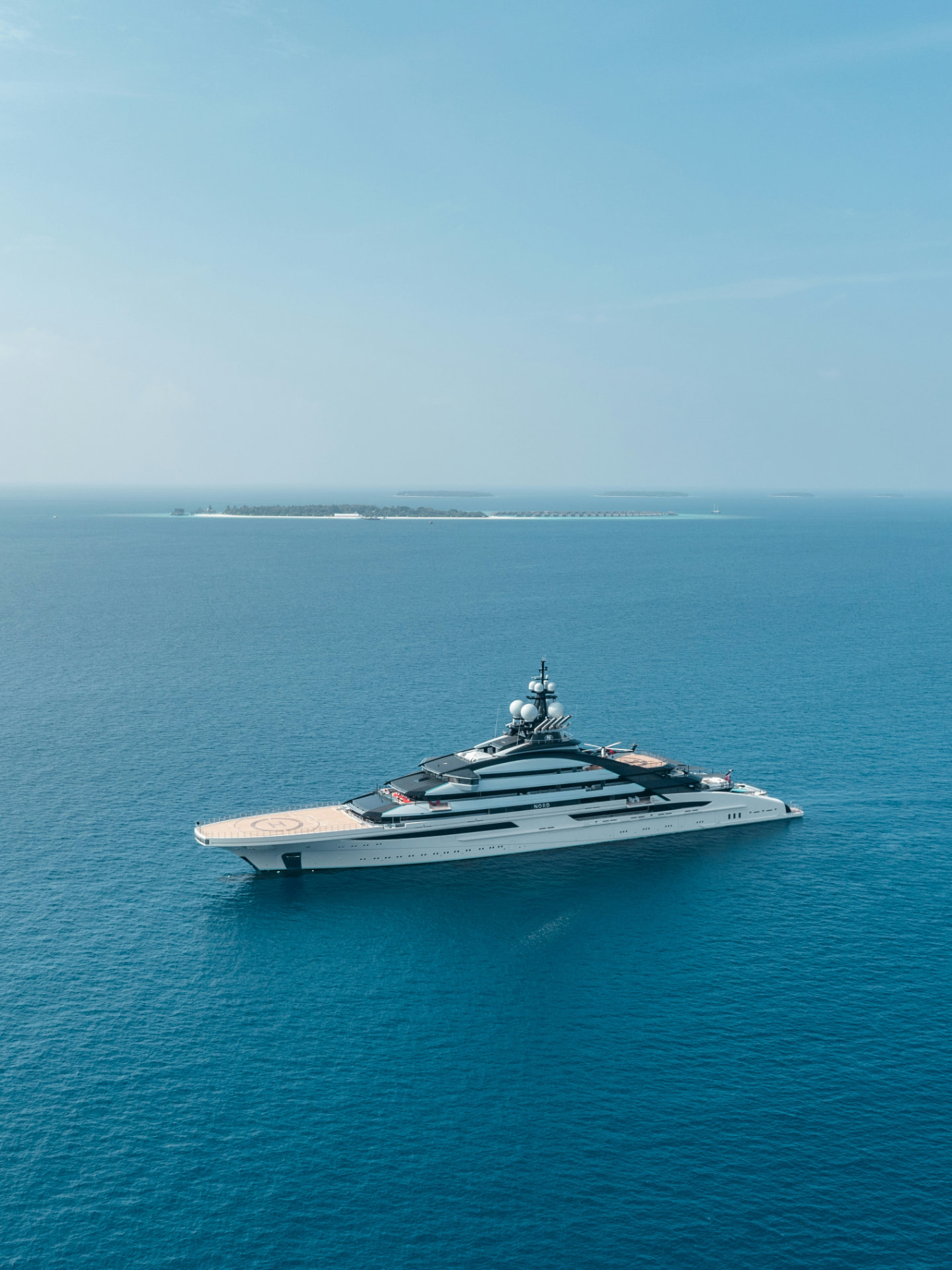 A private yacht at anchor in the Maldivian ocean